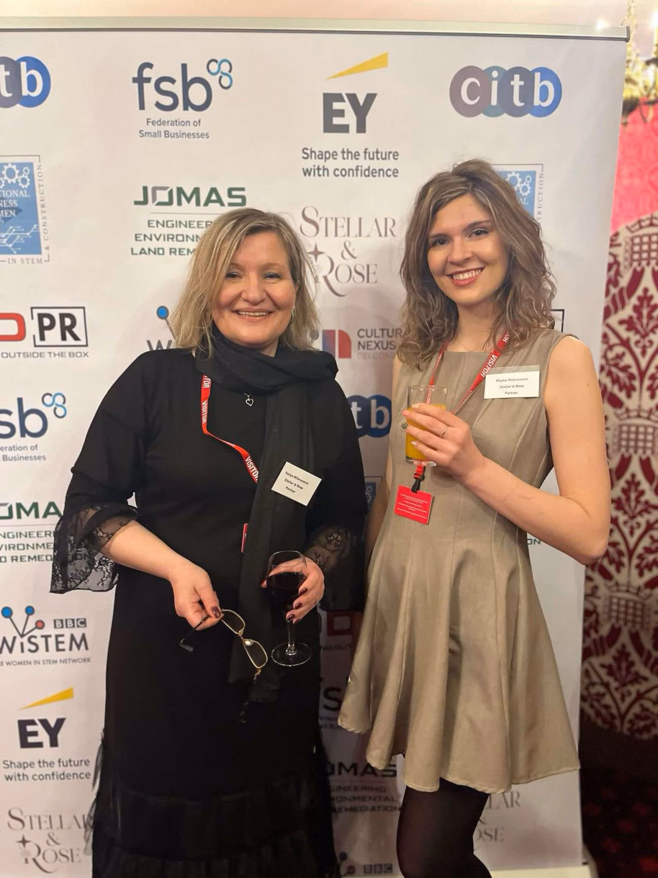 Vanya and Masha Milovanovic of Stellar and Rose at the Inspirational Business Women in STEM and Construction awards, House of Lords